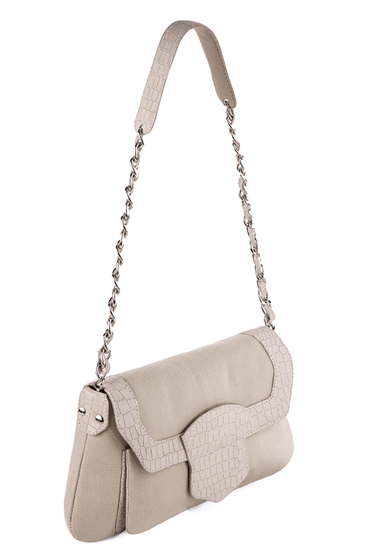Dress small handbag in silver and champagne white - Worn view